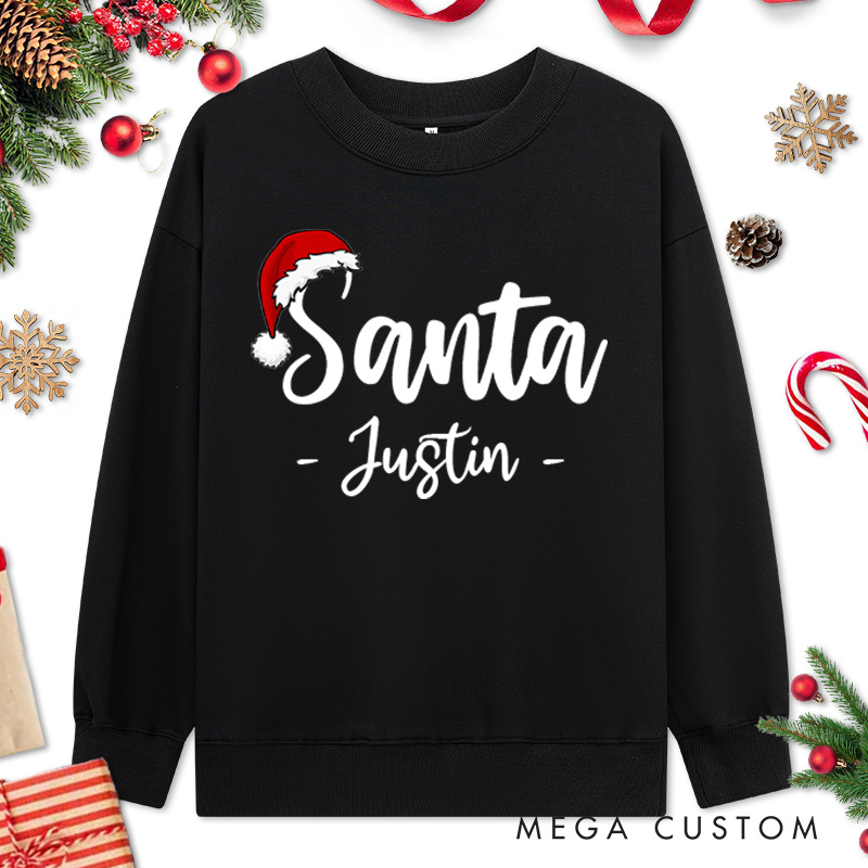 Personalized Couple Santa and I Put Out for Santa Christmas Sweatshirt Couple Xmas Milk and Cookie Sweatshirt for Husband Wife Boyfriend Girlfriend