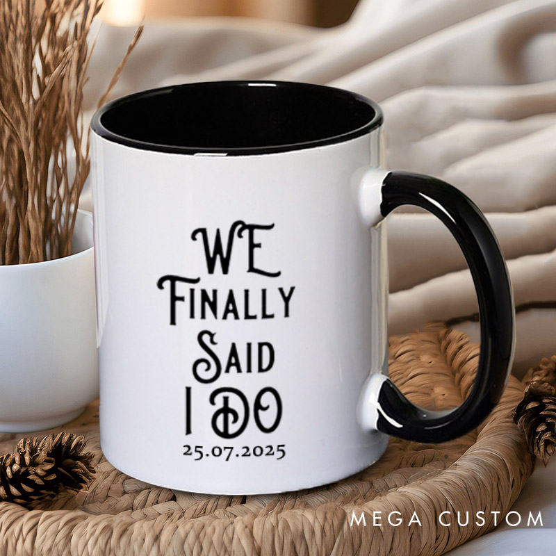 Personalized We Finally Said I Do Proposal Engagement Couple Mugs