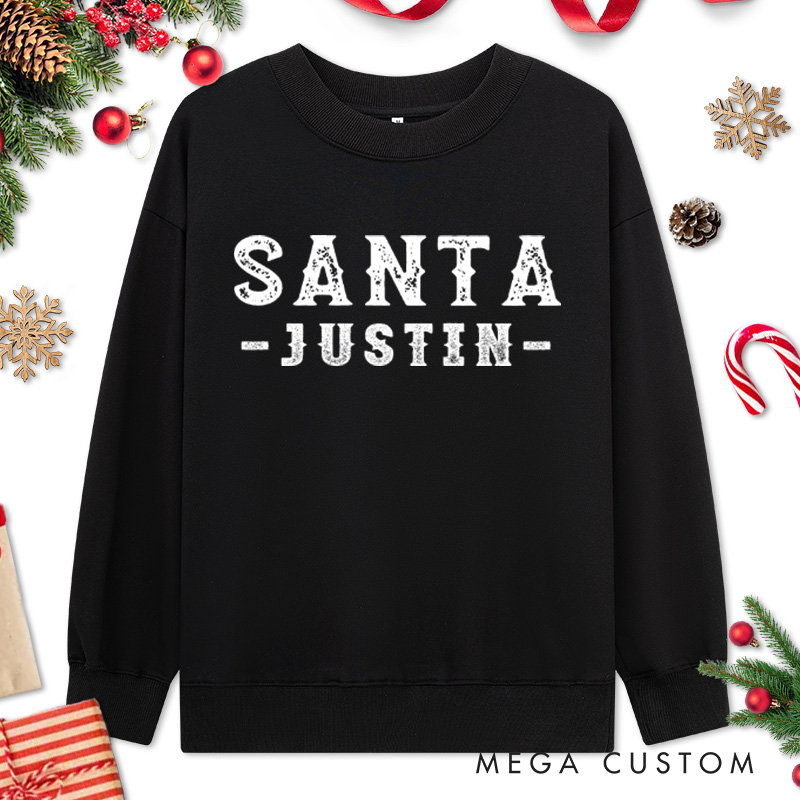 Personalized Couple Retro Santa and I Put Out for Santa Christmas Sweatshirt Couple Xmas Matching Sweatshirt for Husband Wife Boyfriend Girlfriend