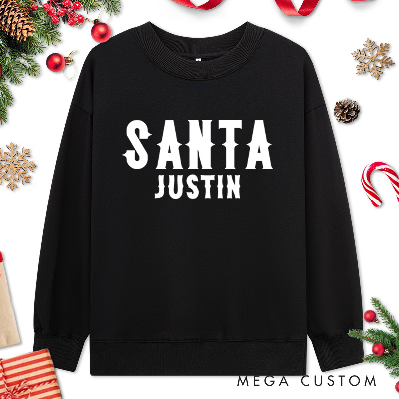 Personalized Couple Cute Santa and I Put Out for Santa Christmas Sweatshirt Couple Xmas Matching Sweatshirt for Husband Wife Boyfriend Girlfriend
