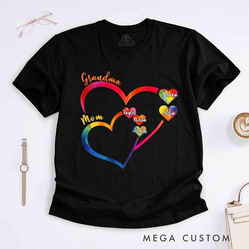 Personalized Generations Linked by Love Classic T-Shirt Gift for Mom Grandma