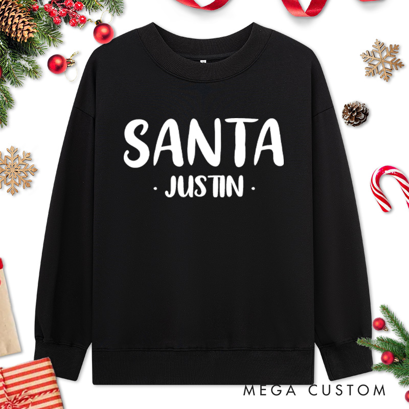 Personalized Couple Cute Santa and I Put Out for Santa Christmas Sweatshirt Xmas Fun Milk and Cookie Sweatshirt for Husband Wife Boyfriend Girlfriend