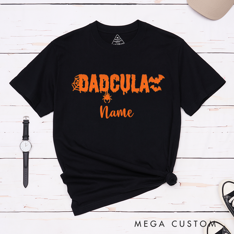 Personalized Halloween Momster and Dadcula Spooky Design Classic T-shirt