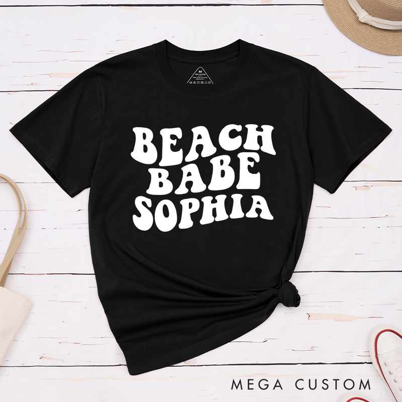 Personalized Beach Bride Matching T-Shirt Bridesmaid Beach Babe T-Shirt Maid of Honor T-Shirt Wedding Bachelorette Party Gift