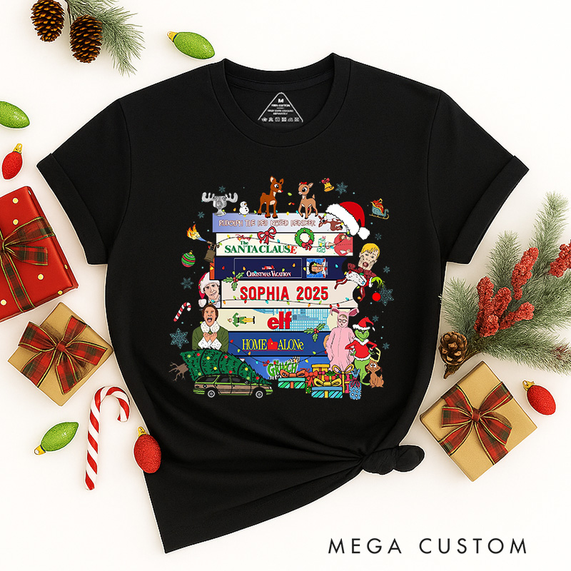 Personalized Retro Christmas Movies Classic T-Shirts Christmas Film Tshirt Movie Holiday Shirt
