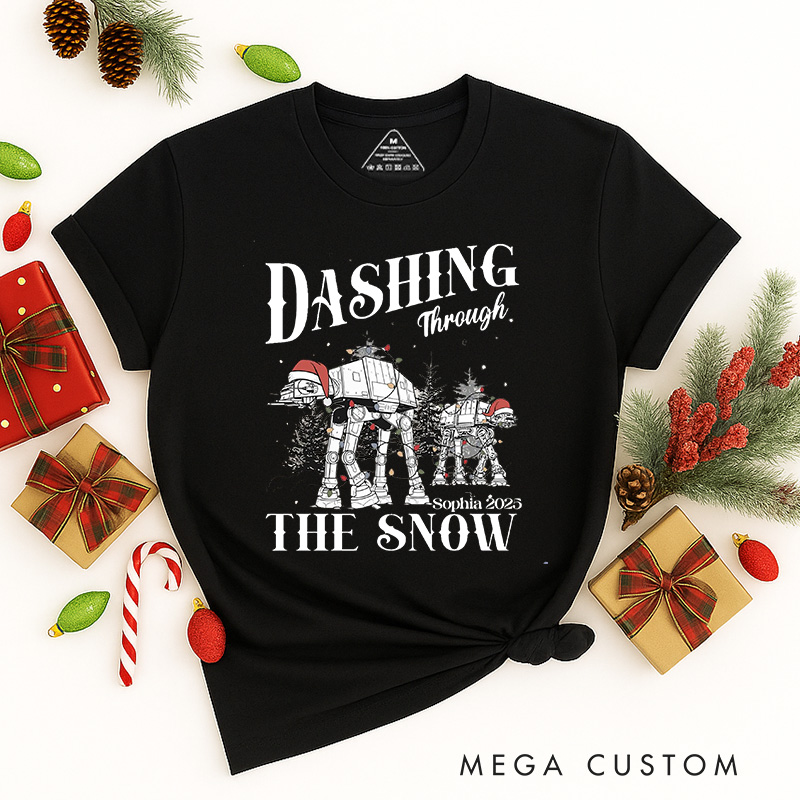 Personalized Star Dashing through the Snow Christmas Classic T-Shirts Galaxy War Film Tshirt Movie Holiday Shirt