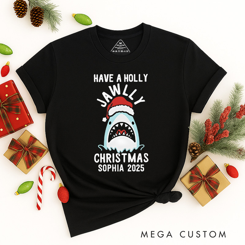 Personalized Jawlly Christmas Movies Classic T-Shirts Christmas Shark Film Tshirt Movie Holiday Shirt