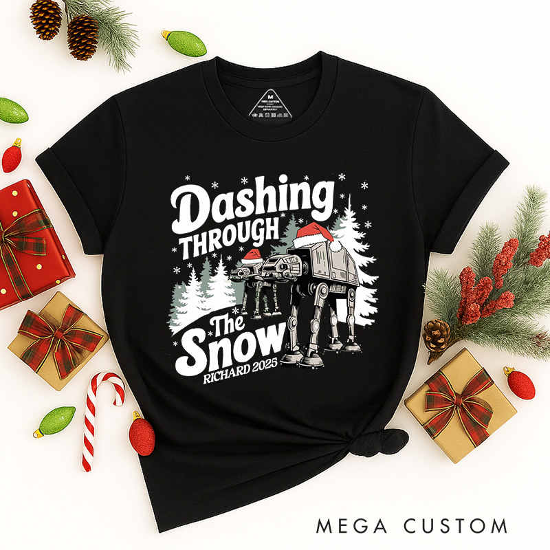 Personalized Walking Dashing Through the Snow Christmas Classic T-Shirts Galaxy War Film Tshirt Movie Holiday Shirt