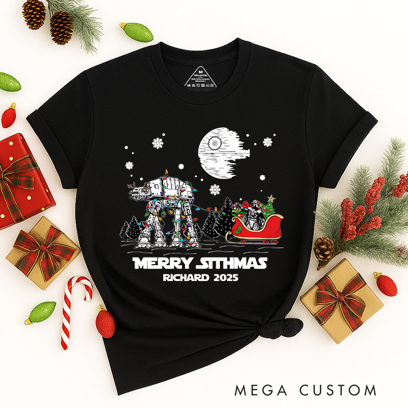 Personalized Star Merry Sithmas Christmas Classic T-Shirts Galaxy War Film Tshirt Movie Holiday Shirt