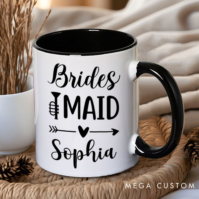 Personalized Bridesmaid with Heart Arrow Mug Maid of Honor Mug with Name Bachelorette Party Mug Bridesmaid Proposal Gift Bridal Shower Mug