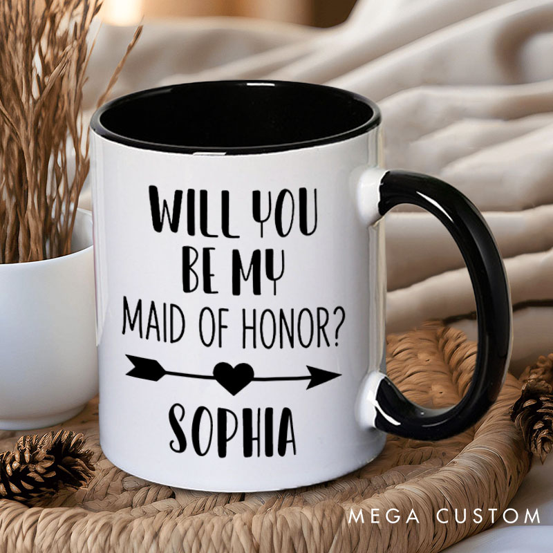Personalized Will You be My Maid of Honor Mug Bridesmaid with Heart Arrow Mug Bachelorette Party Mug Bridesmaid Proposal Gift Bridal Shower Mug