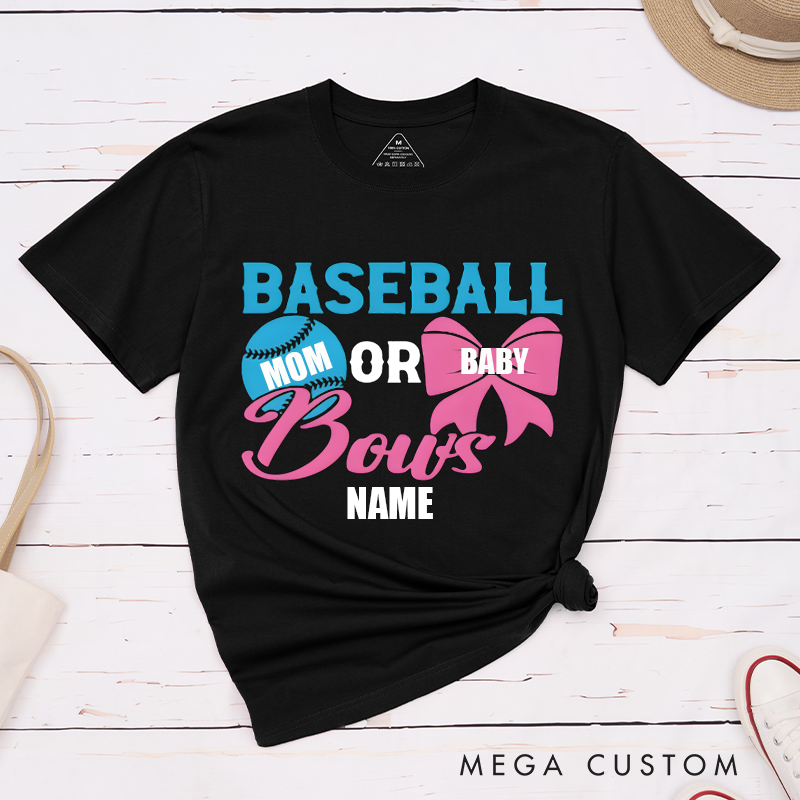 Personalized Mother's Day Gift Baseball or Bows Design Classic T-shirt