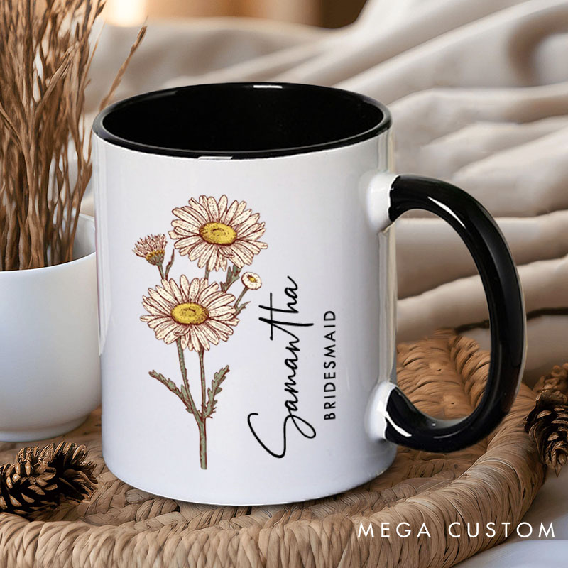 Personalized Retro Bridesmaid Birth Flower Mug Maid of Honor Month Flower Mug Bachelorette Party Mug Bridesmaid Proposal Mug MOG MOB Bridal Shower Mug
