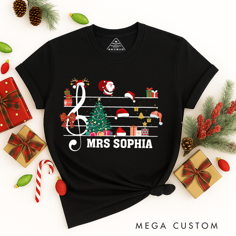Personalized Classic T-Shirts Treble Clef Tee Christmas Treble Clef Tee Christmas Musician Pianist Music Lover Violin Music Notes