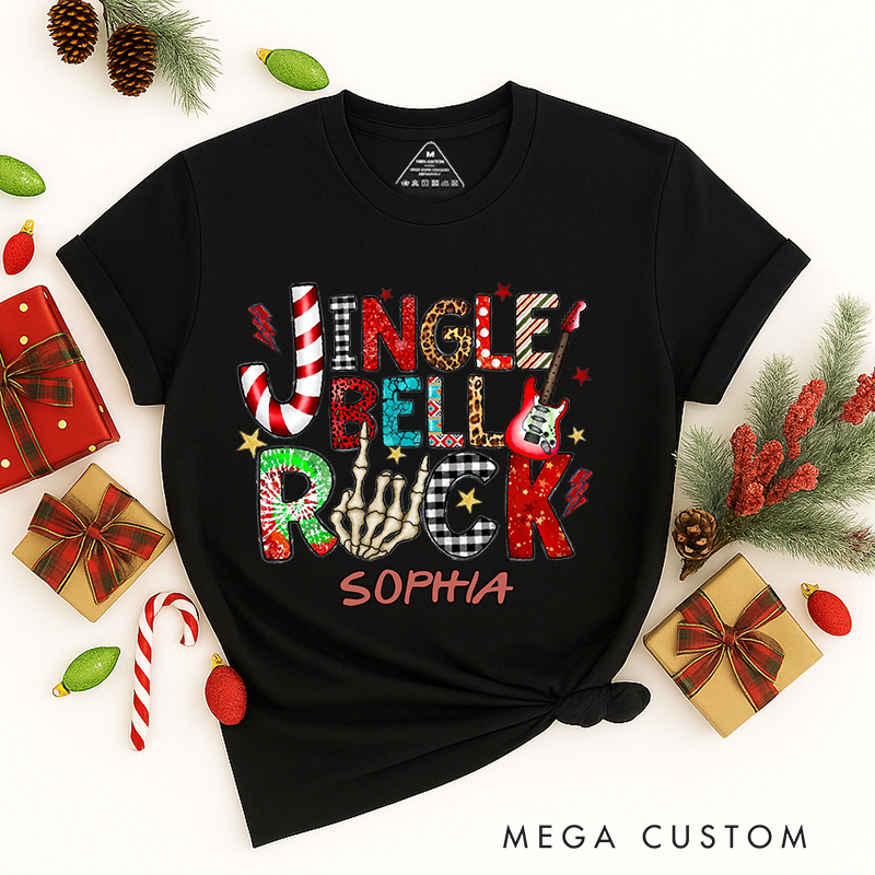 Personalized Classic T-Shirts Jingle Bell Rock Tee Christmas Music Lover Gift