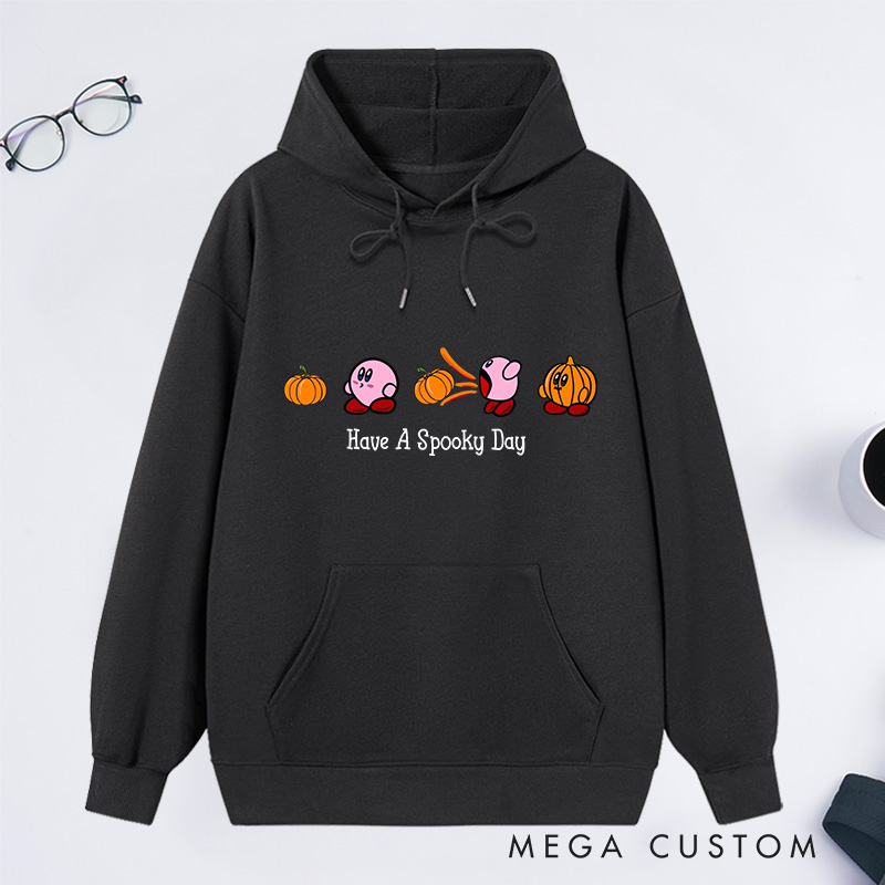 Personalized Hoodie Have a Spooky Day Design Cute Pumpkin and Character Theme Halloween Housewarming Gift Available in Multiple Colors and Sizes