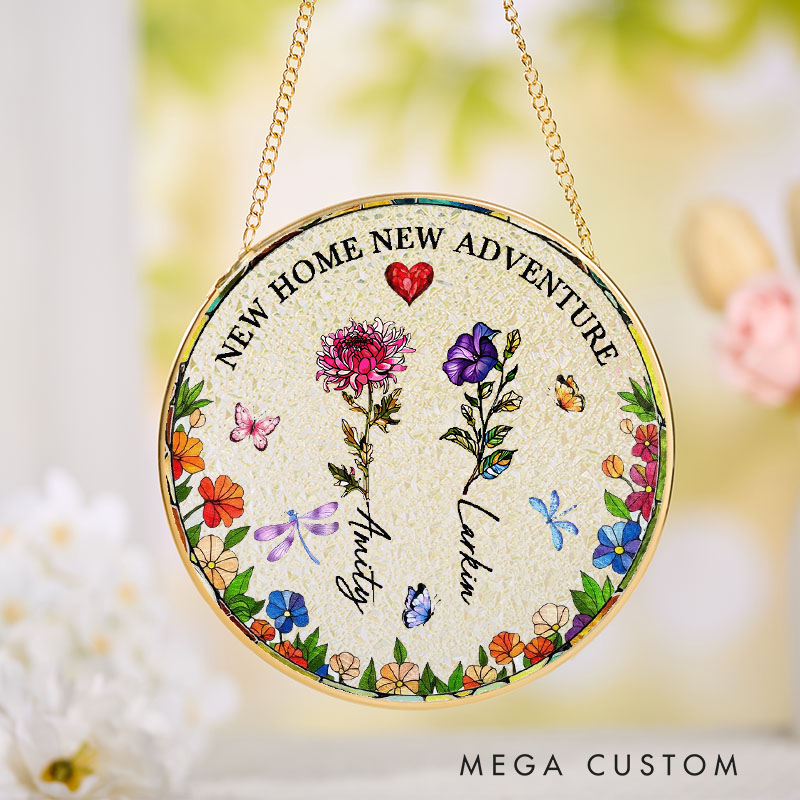 Personalized Housewarming Suncatcher New Home New Adventure Design Custom Window Hanging New Homeowners Keepsake Décor
