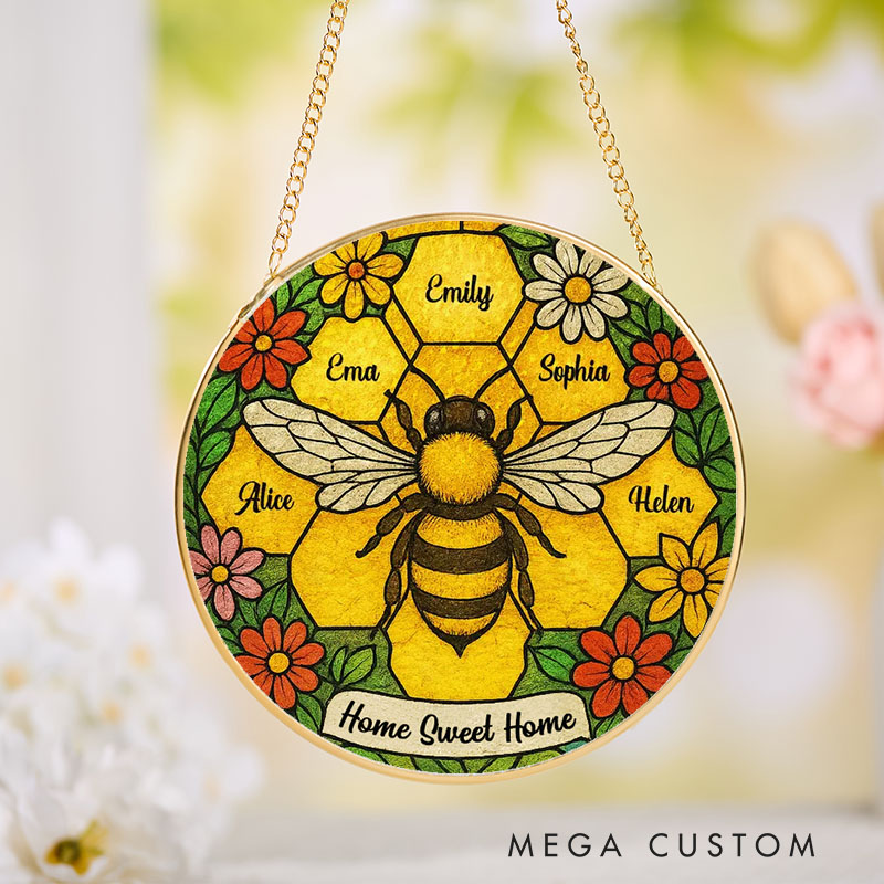 Personalized Grandma Bee and Grandkid Name Suncatcher Housewarming Suncatcher for Nana Mother’s Day Gift Nana Gift Mom Gift