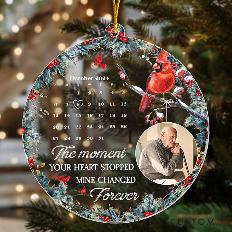 Personalized Acrylic Photo Christmas Ornament The Moment Your Heart Stopped Mine Changed Forever Sympathy Gift for Loss of Grandfather