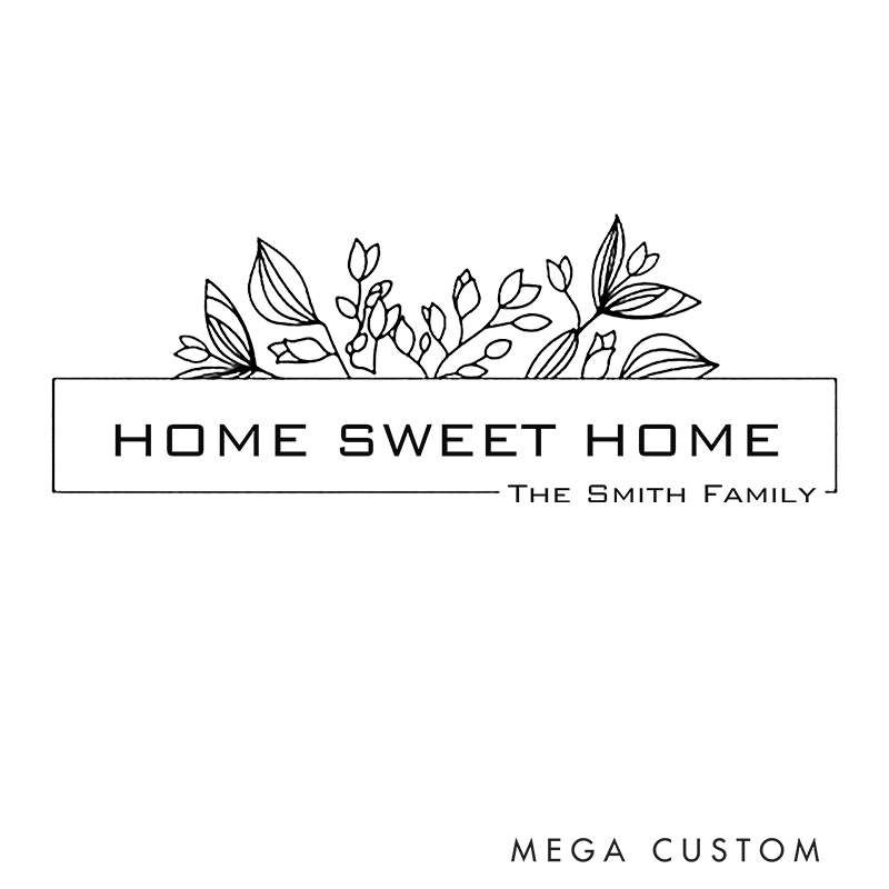 Personalized Housewarming Seal Home Sweet Home Design Custom Family Name and Floral Theme Decorative Stamp for New Homeowners Crafting Invitations