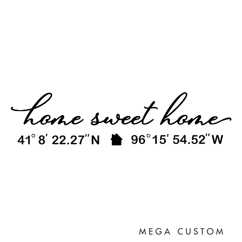 Personalized Housewarming Seal Home Sweet Home Design Custom Coordinates and Address Theme Decorative Stamp for New Homeowners