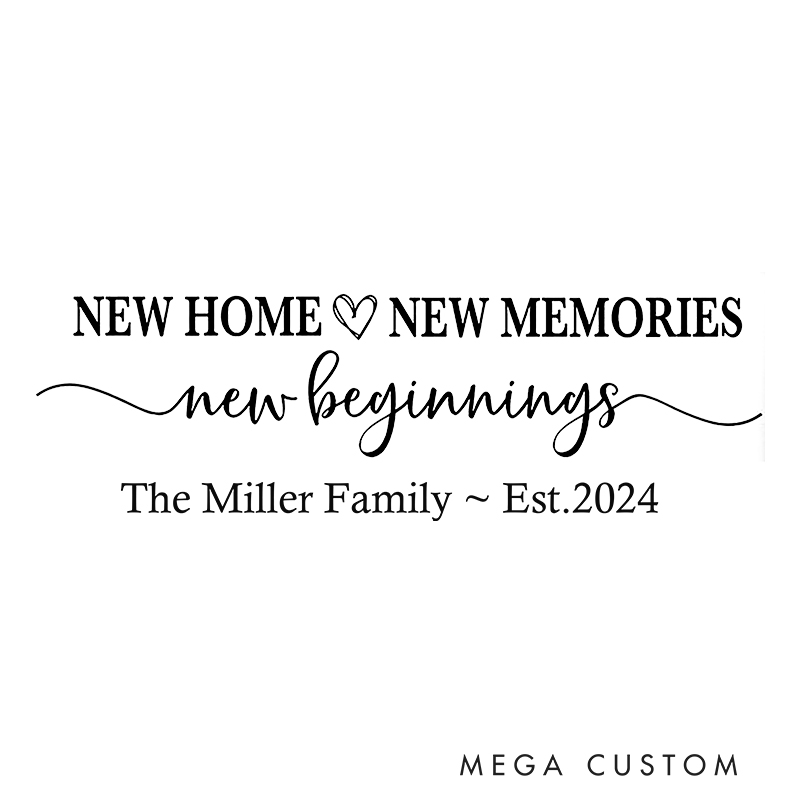 Personalized Housewarming Stamp New Home New Memories New Beginnings Design Custom Family Name and Established Year Decorative Stamp for New Homeowner
