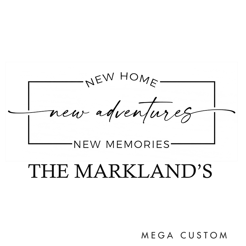 Personalized Housewarming Stamp New Home New Adventures New Memories Custom Family Name Decorative Stamp for New Homeowners Crafting and Keepsakes