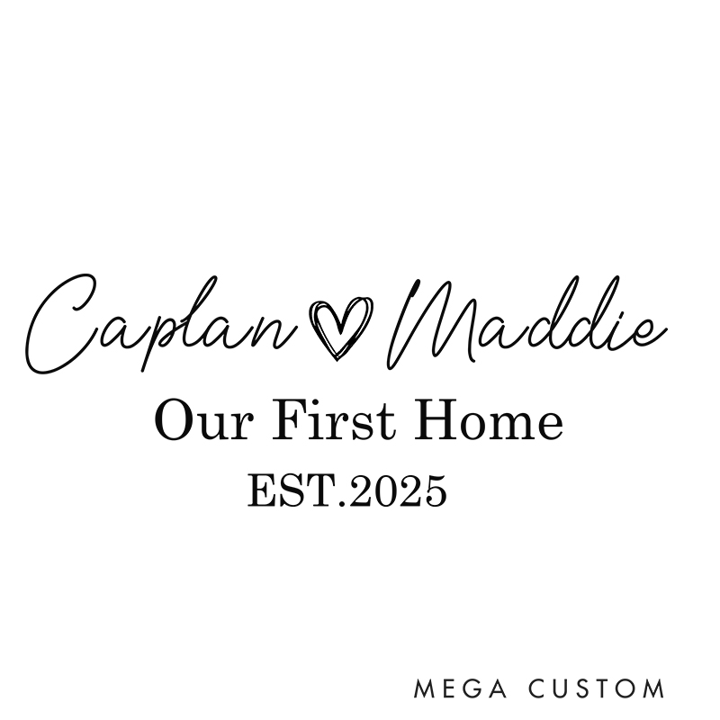 Personalized Housewarming Stamp Our First Home Design Custom Names Heart Motif and Established Year Decorative Stamp for New Homeowners Crafting
