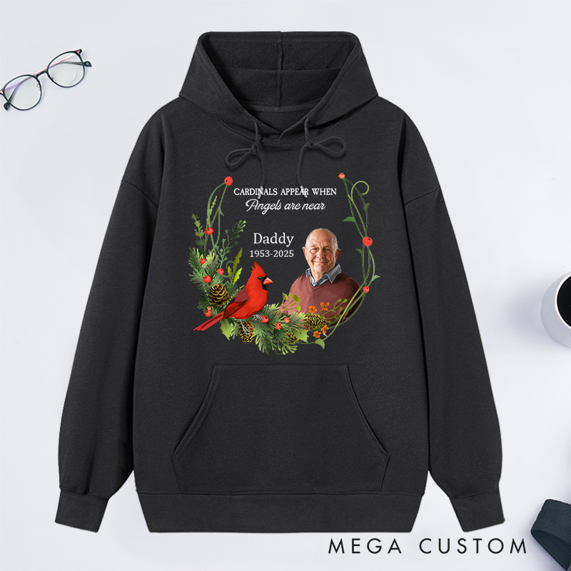 Personalized In Memory Memorial Hoodie Custom Photo Name Year Cardinal Keepsake Gift