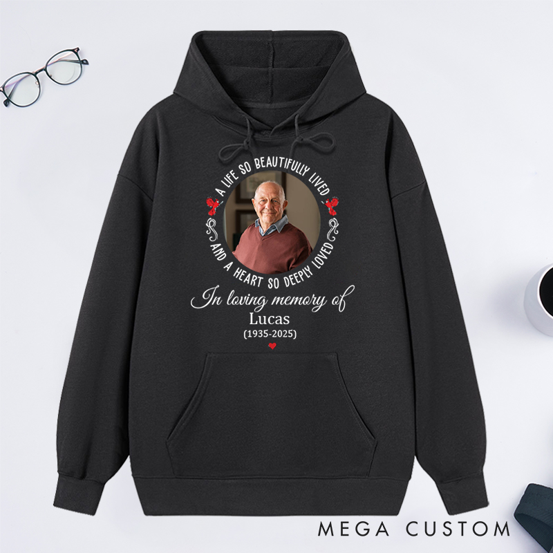 Personalized Memorial Photo Hoodie Custom Funeral Photo Hoodie Rest in Peace Memory Hoodie Remembrance Sweatshirt 
