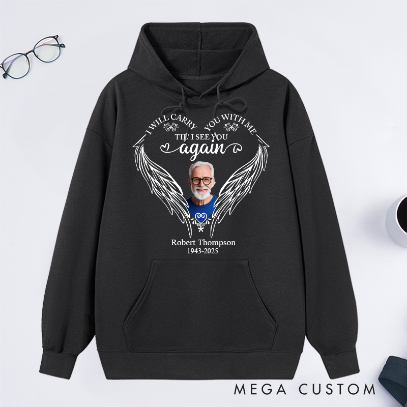 Personalized Memorial Photo Hoodie Remembrance Gift in Loving Memory Sweatshirt Sympathy Gift for Loss of Father Funeral Keepsake