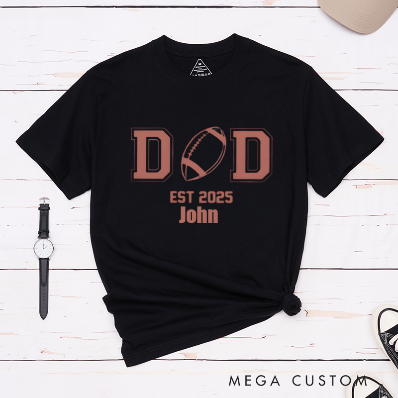 Personalized American Football Fan Dad Shirt Customized Name Date Classic T-shirt