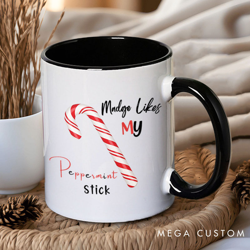 Personalized Couple She Likes My Peppermint Stick and He Likes My Cookies Christmas Mug Couple Xmas Coffee Mug for Husband Wife Boyfriend Girlfriend