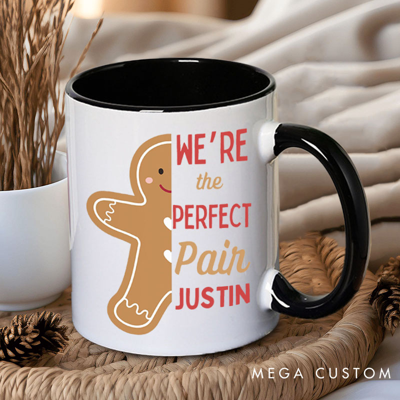 Personalized Couple We're the Perfect Pair Just Like Cookies and Milk Christmas Mug Couple Name Xmas Coffee Mug for Husband Wife Boyfriend Girlfriend