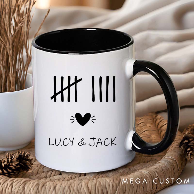 Personalized Couple Wedding Anniversary Mug Tally Marks Mug Husband Wife 9th Anniversary Gift Mug Happy Anniversary Gift for Her Him