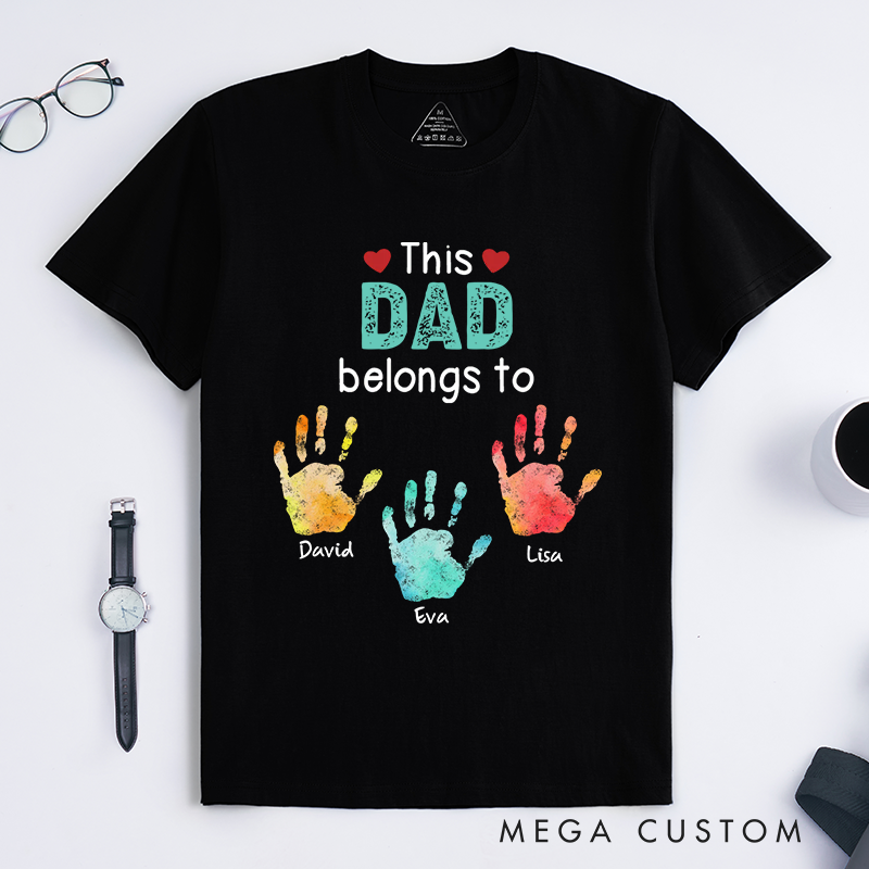 Personalized This Belongs to Theme Colorful Handprint Pattern Design Classic T-shirt