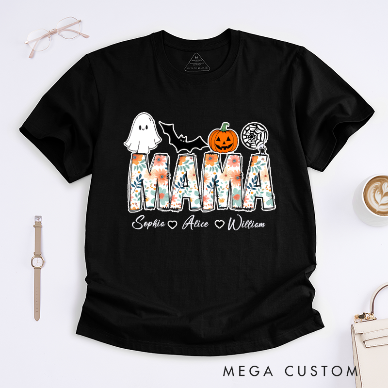 Personalized Halloween Strange Mom Theme Flower Pattern Font Design Family Matching Outfit