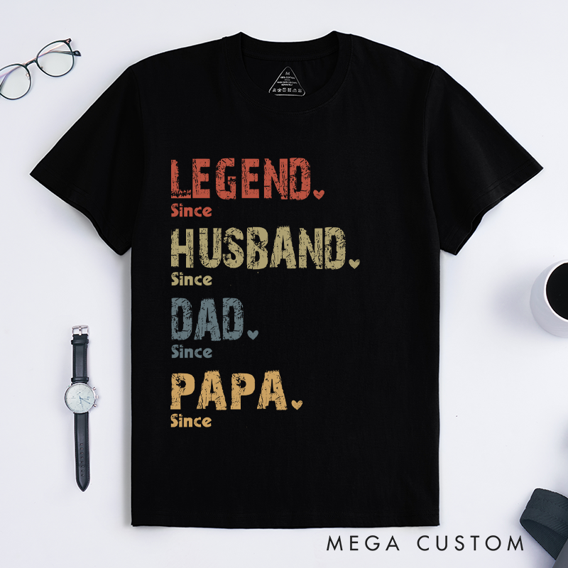 Personalized Legend Husband Dad and Papa Since Classic T-shirt Father's Day Birthday Gifts for Dad Grandpa