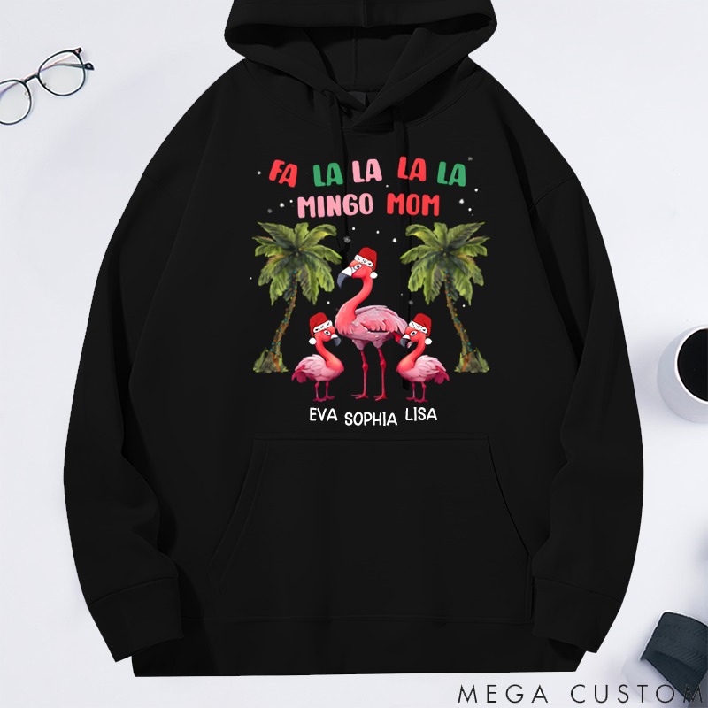 Personalized Christmas Family Reunion Theme Flamingo Mom Classic Hoodie