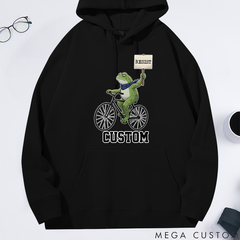 Personalized Classic Hoodie Portland Bicycle Frog Protest Design