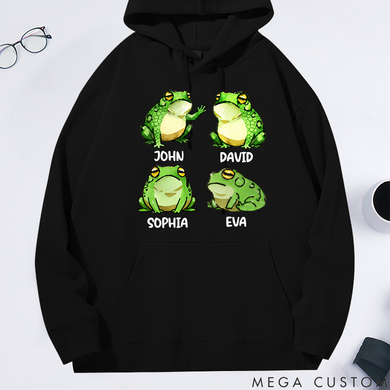 Personalized Classic Hoodie Fun Frog Family Pattern Design