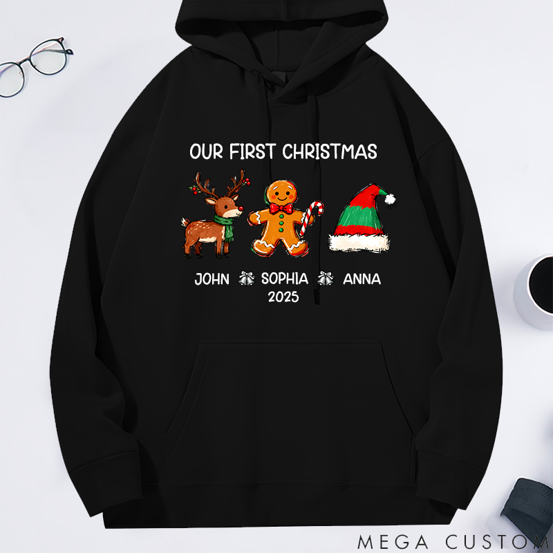 Personalized Classic Hoodie Christmas Hand-Drawn Style Cartoon Pattern Design