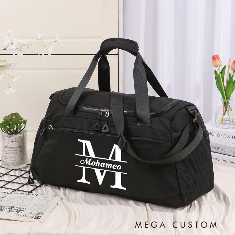 Personalized Duffel Bag Gift for Traveler Custom Name and Initial