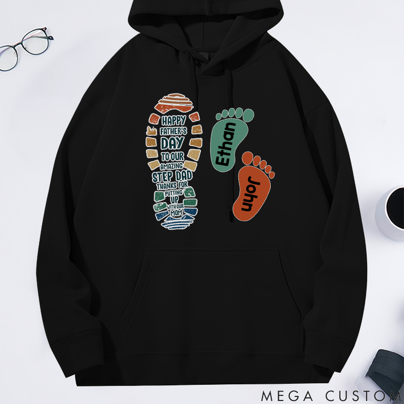 Personalized Family Hoodie Footprint Pattern Design Thank You for Tolerating Us