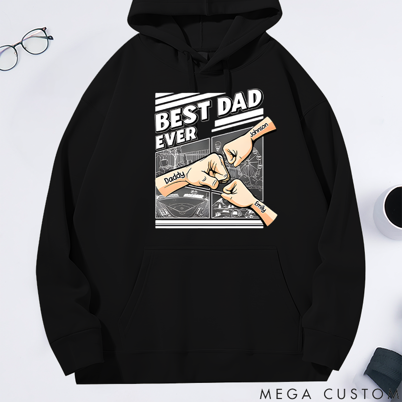 Personalized Classic Hoodie Best Dad Ever Fist Bump Design