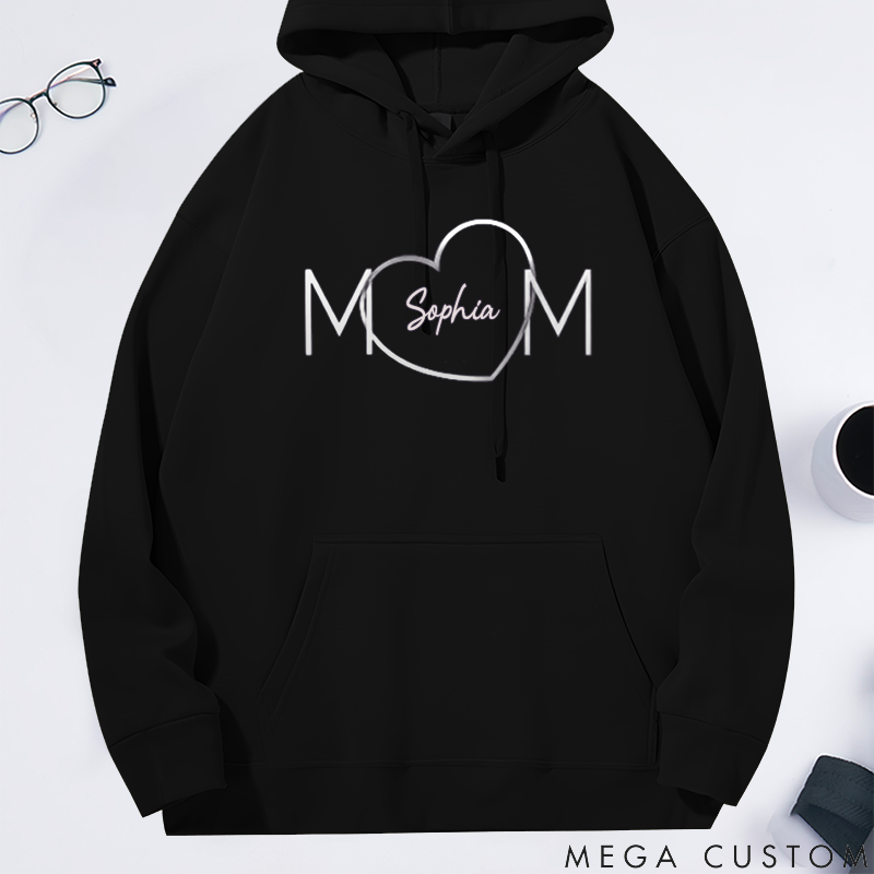 Personalized Classic Hoodie Love Mom Creative Heart Design