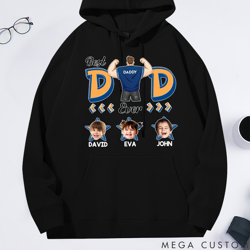 Personalized Classic Hoodie Super Dad Ever Star Theme