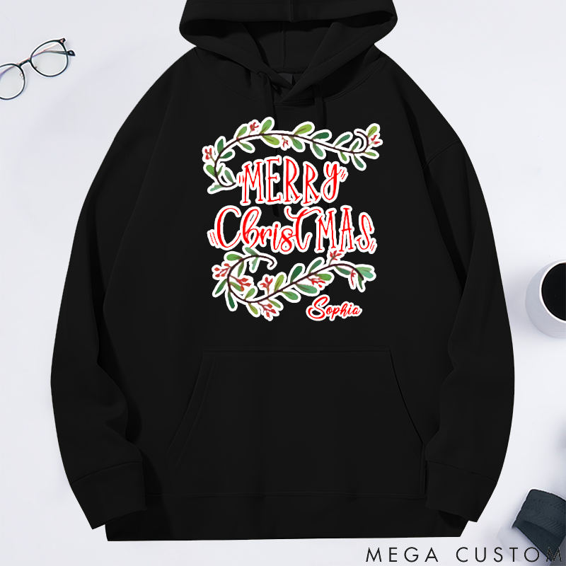 Personalized Classic Hoodie Merry Christmas Themed Minimalist Design
