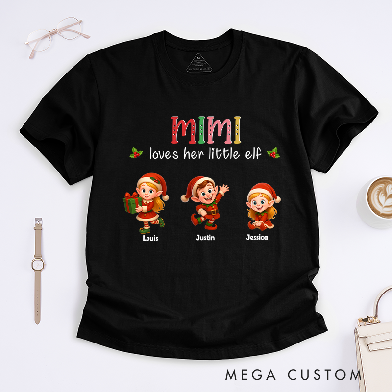 Personalized Loves Her little Elves Classic T-Shirt Christmas Gift for Mom Grandma