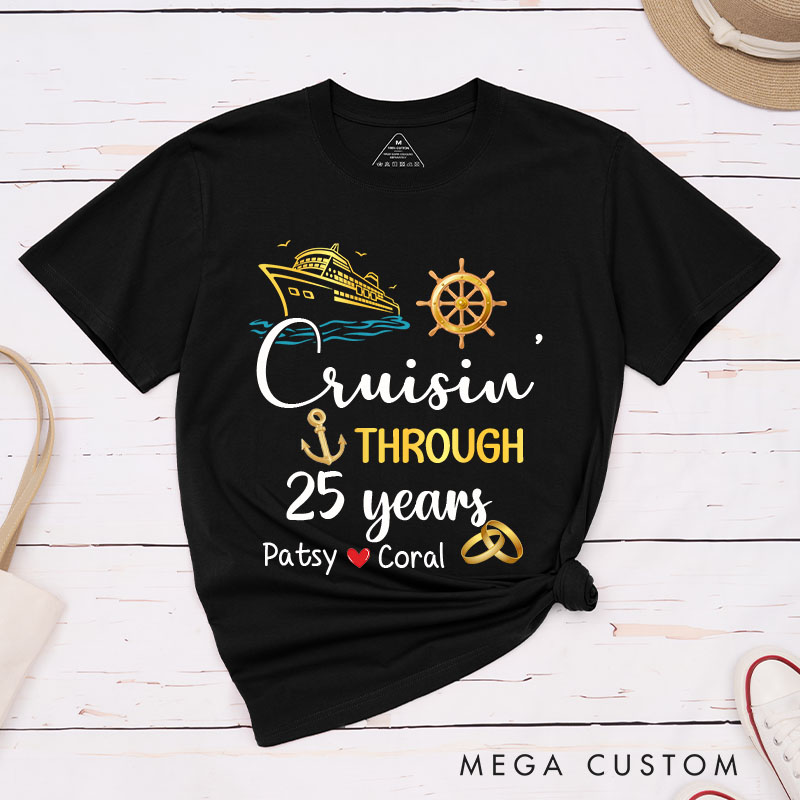 Personalized 25th Anniversary T-Shirt 25 years Cruise Anniversary Shirts Couple Anniversary Gift T-Shirts for Husband Wife